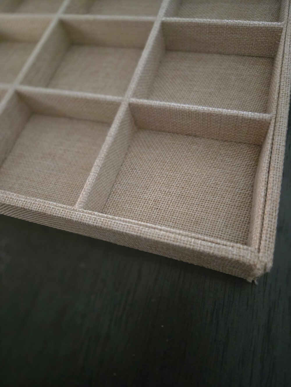 Jewelry Organizer Tray Burlap Linen 12 Compartment Display Storage - Picture 4 of 9